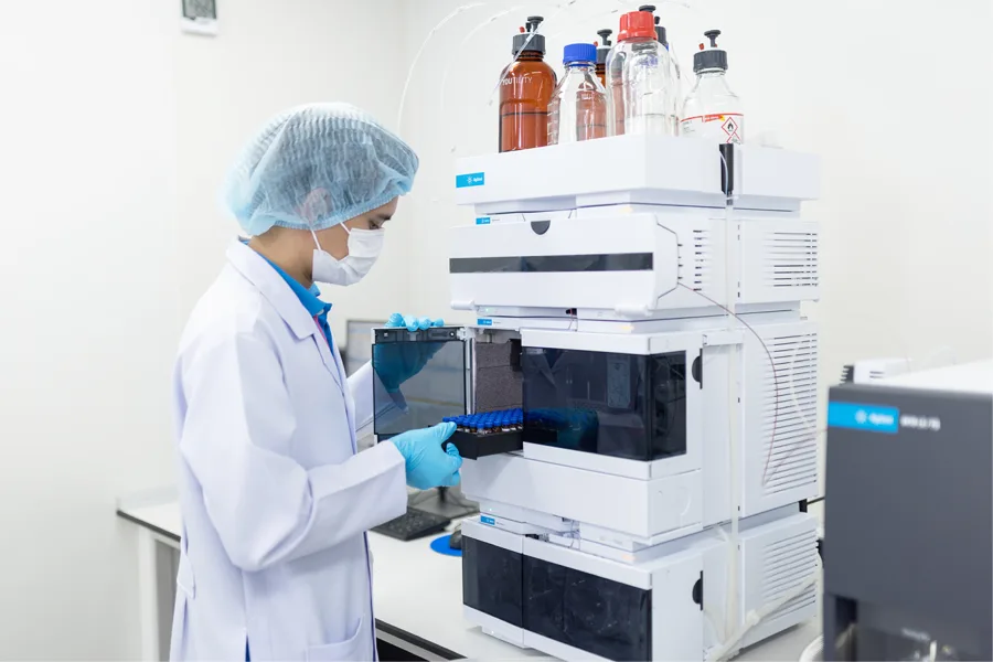 Laboratory analyst running cannabinoid testing